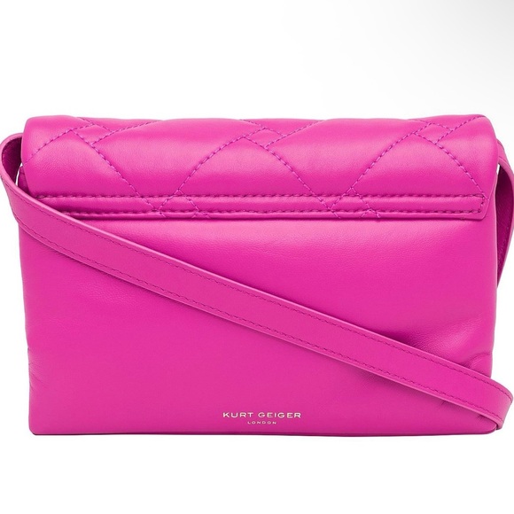 KURT GEIGER LONDON KENSINGTON SOFT MEDIUM FUCHSIA CROSSBODY BAG - BRIGHT PINK - Picture 3 of 12